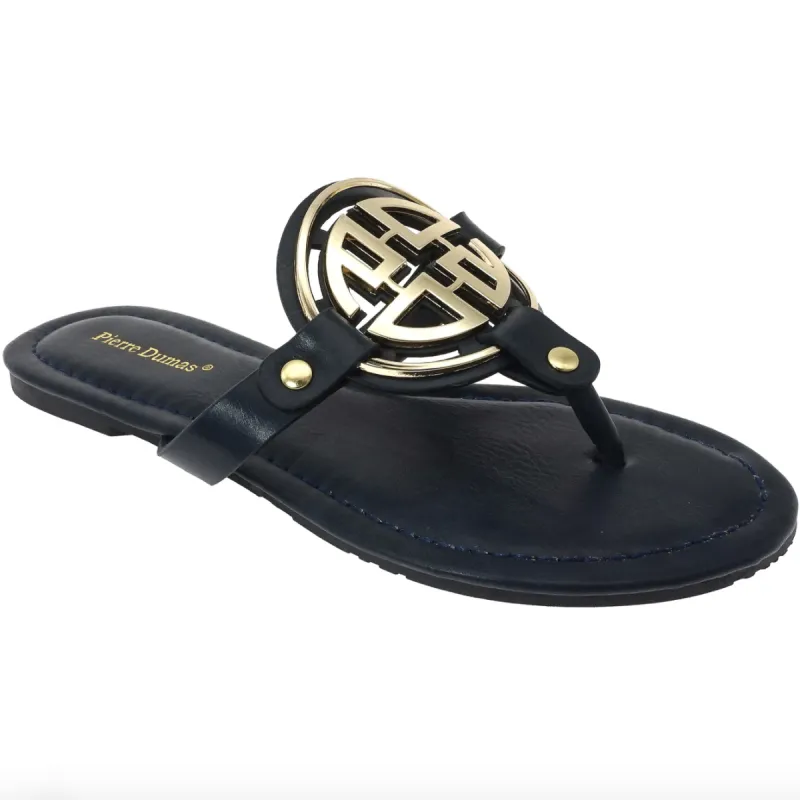 RESTOCK: Bryleigh Medallion Sandals: Navy/Gold sold by Bella and Bloom