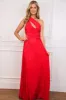 Kristen One Shoulder Cutout Pleated Maxi Dress: Red sold by Bella and Bloom