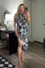 La Jolla Printed Halter Midi Dress: Black Multi sold by Bella and Bloom