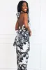 La Jolla Printed Halter Midi Dress: Black Multi sold by Bella and Bloom