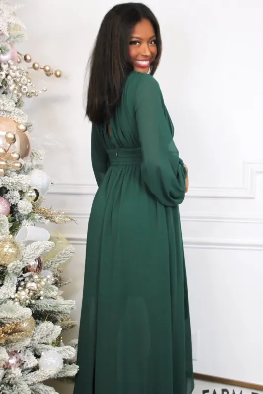 Hidden Gems High Low Maxi Dress: Emerald Green sold by Bella and Bloom