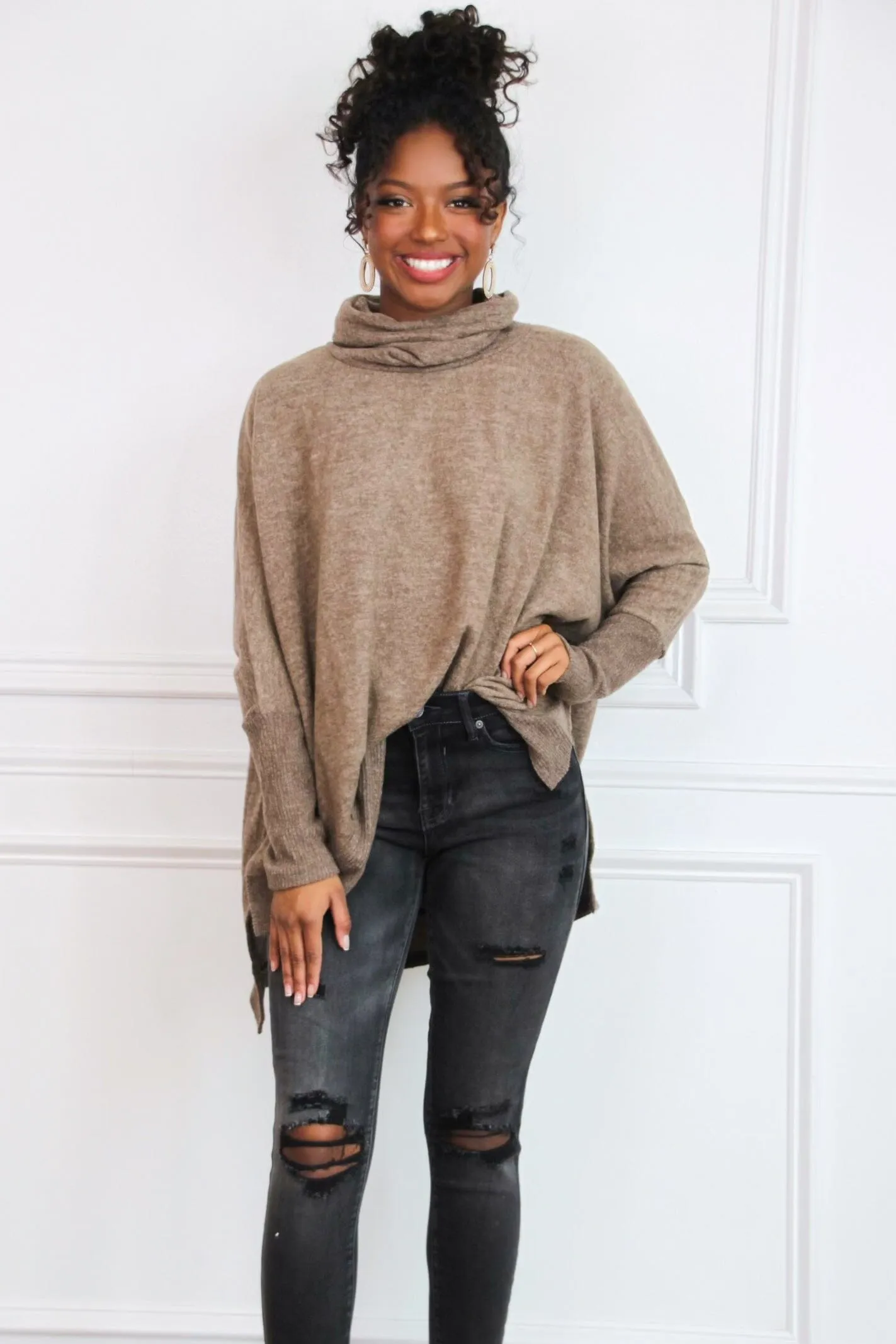 Cozy Chic Oversized Sweater: Coffee sold by Bella and Bloom product image thumbnail 3