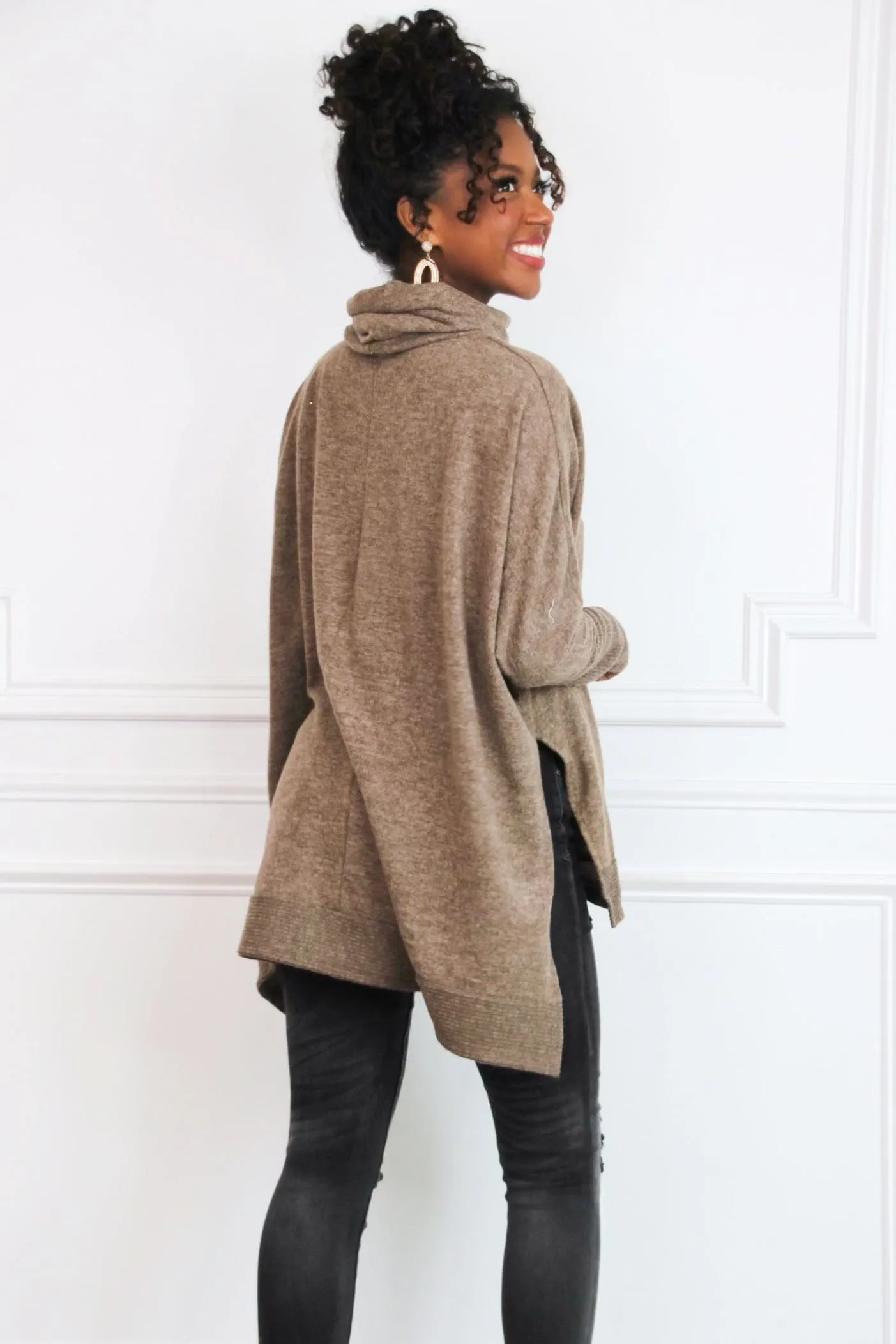 Cozy Chic Oversized Sweater: Coffee sold by Bella and Bloom product image thumbnail 2