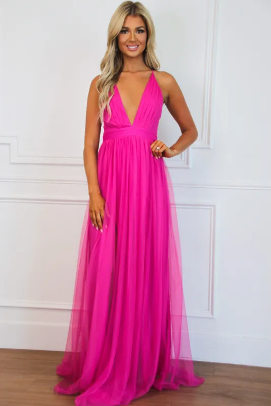 Forever Love Maxi Dress: Magenta sold by Bella and Bloom