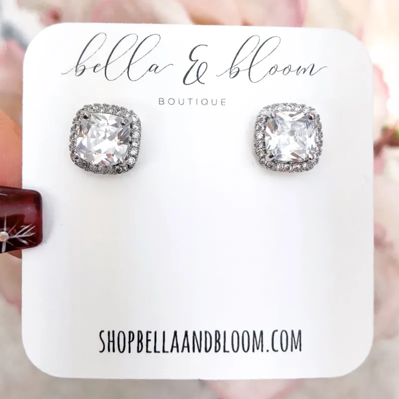 Square Stud Earrings: Silver made by Bella and Bloom