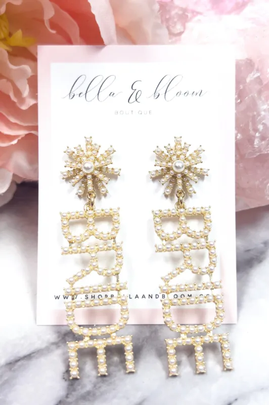 BRIDE Starburst Embellished Pearl Earrings: Gold sold by Bella and Bloom
