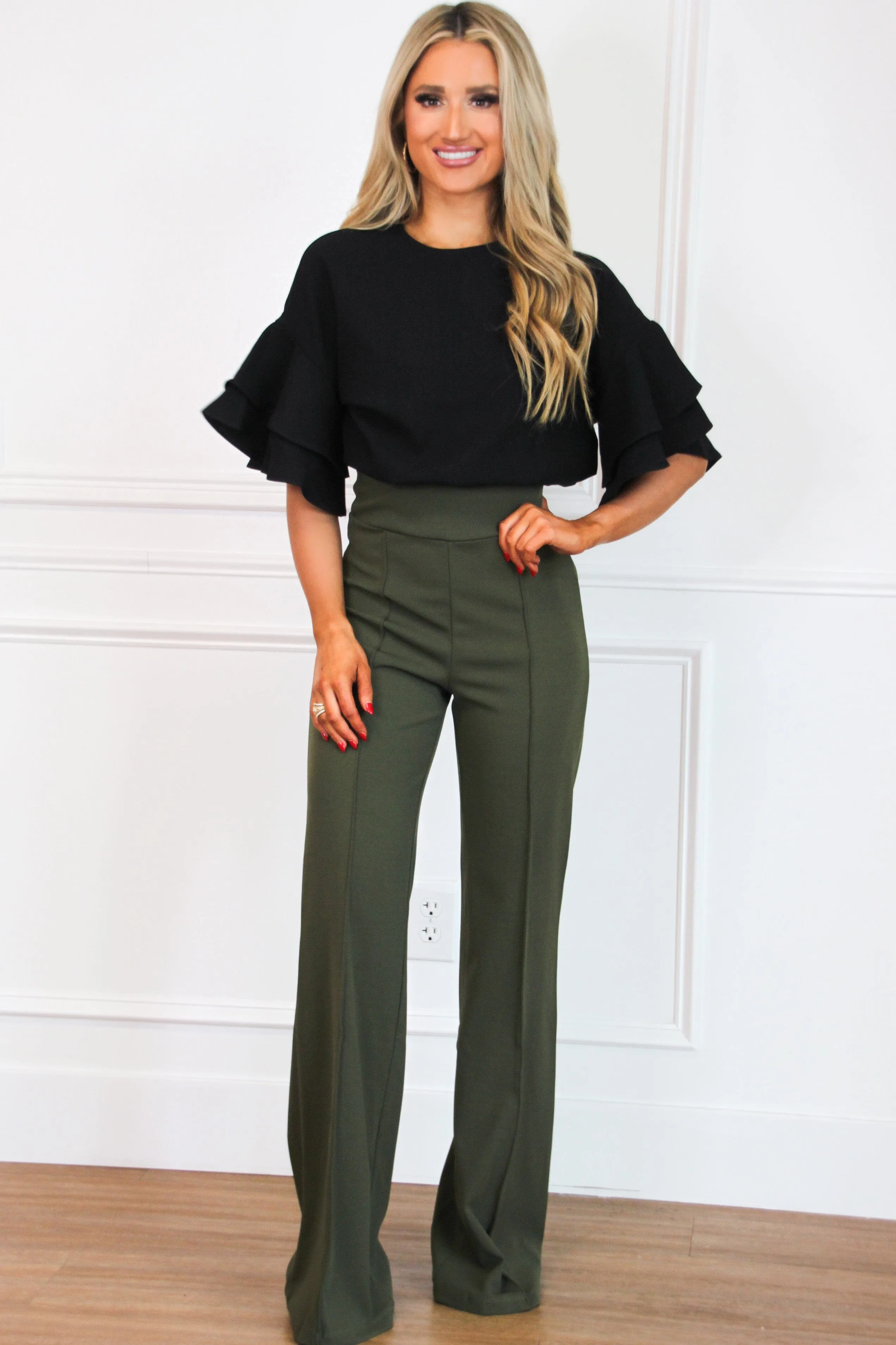Trending Times Pants: Olive sold by Bella and Bloom