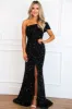 Raelynn One Shoulder Velvet Sequin Maxi Dress: Black sold by Bella and Bloom