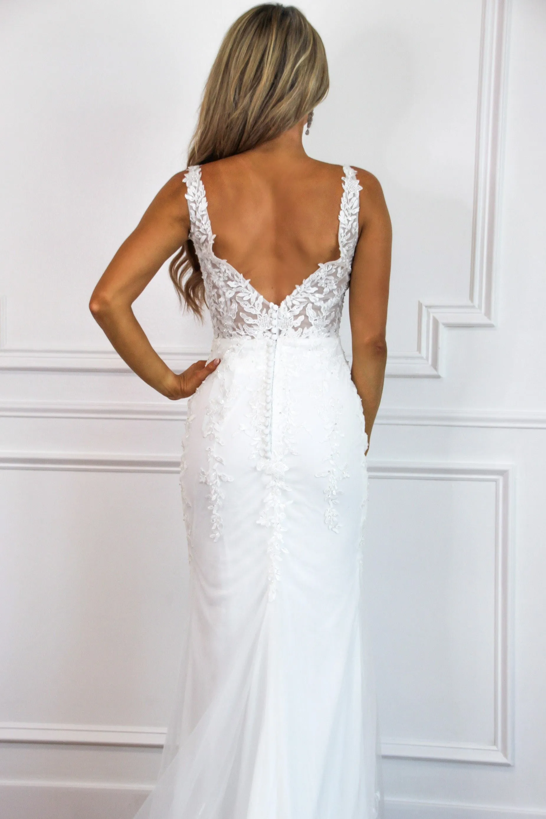 Love of a Lifetime Lace Nude Illusion Wedding Dress: White sold by Bella and Bloom product image thumbnail 4