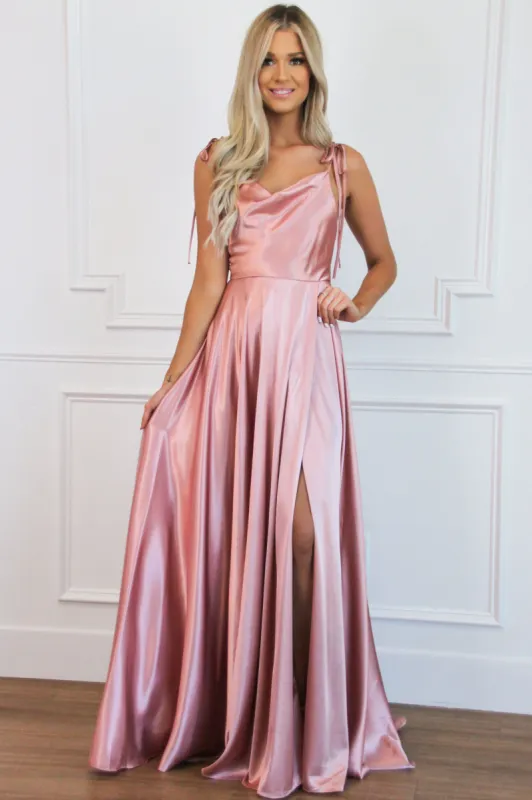 Tonight's the Night Satin Formal Dress: Dusty Rose sold by Bella and Bloom