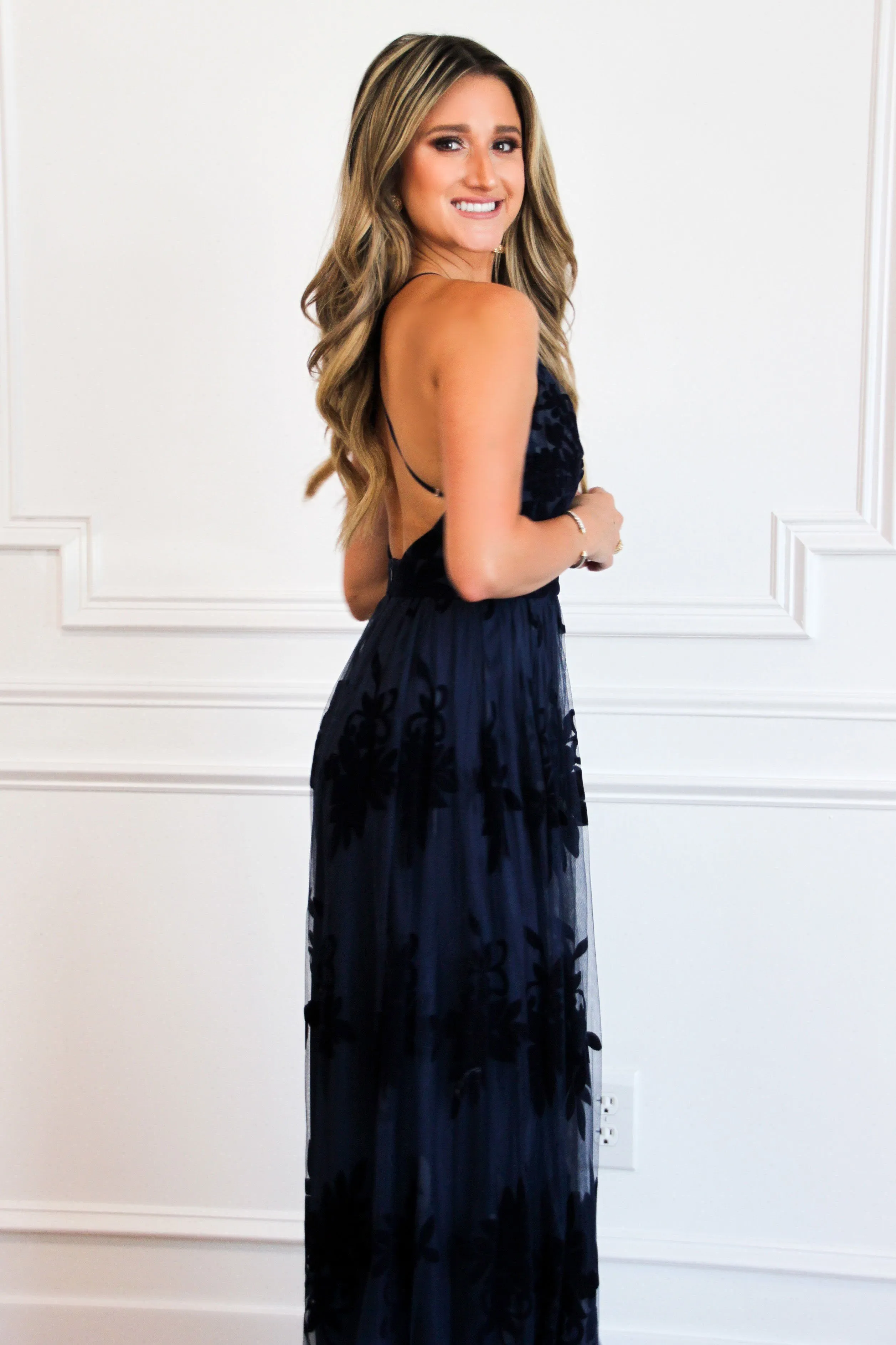 RESTOCK: Here Comes the Bride Maxi Dress: Navy sold by Bella and Bloom product image thumbnail 3
