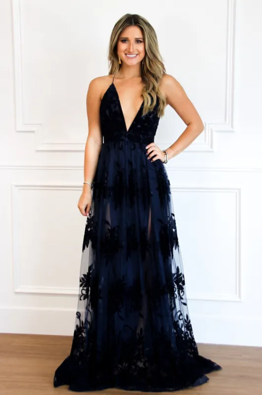 RESTOCK: Here Comes the Bride Maxi Dress: Navy sold by Bella and Bloom