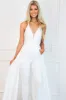 Start the Party Detachable Cape Sequin Jumpsuit: White sold by Bella and Bloom