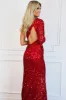 Glistening Beauty One Shoulder Sequin Formal Dress: Red sold by Bella and Bloom