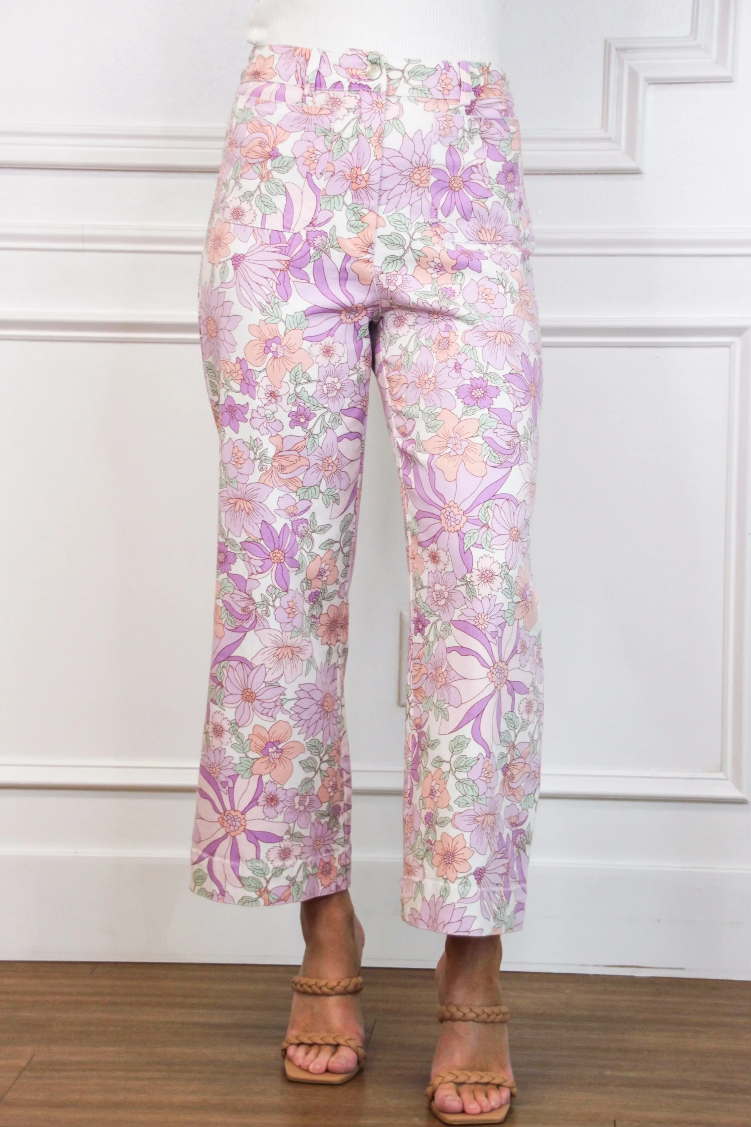 Floral Fantasy Pants: Lavender/White Multi sold by Bella and Bloom