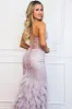 India Embellished Sparkly Bustier Feather Mermaid Formal Dress: Mauve sold by Bella and Bloom