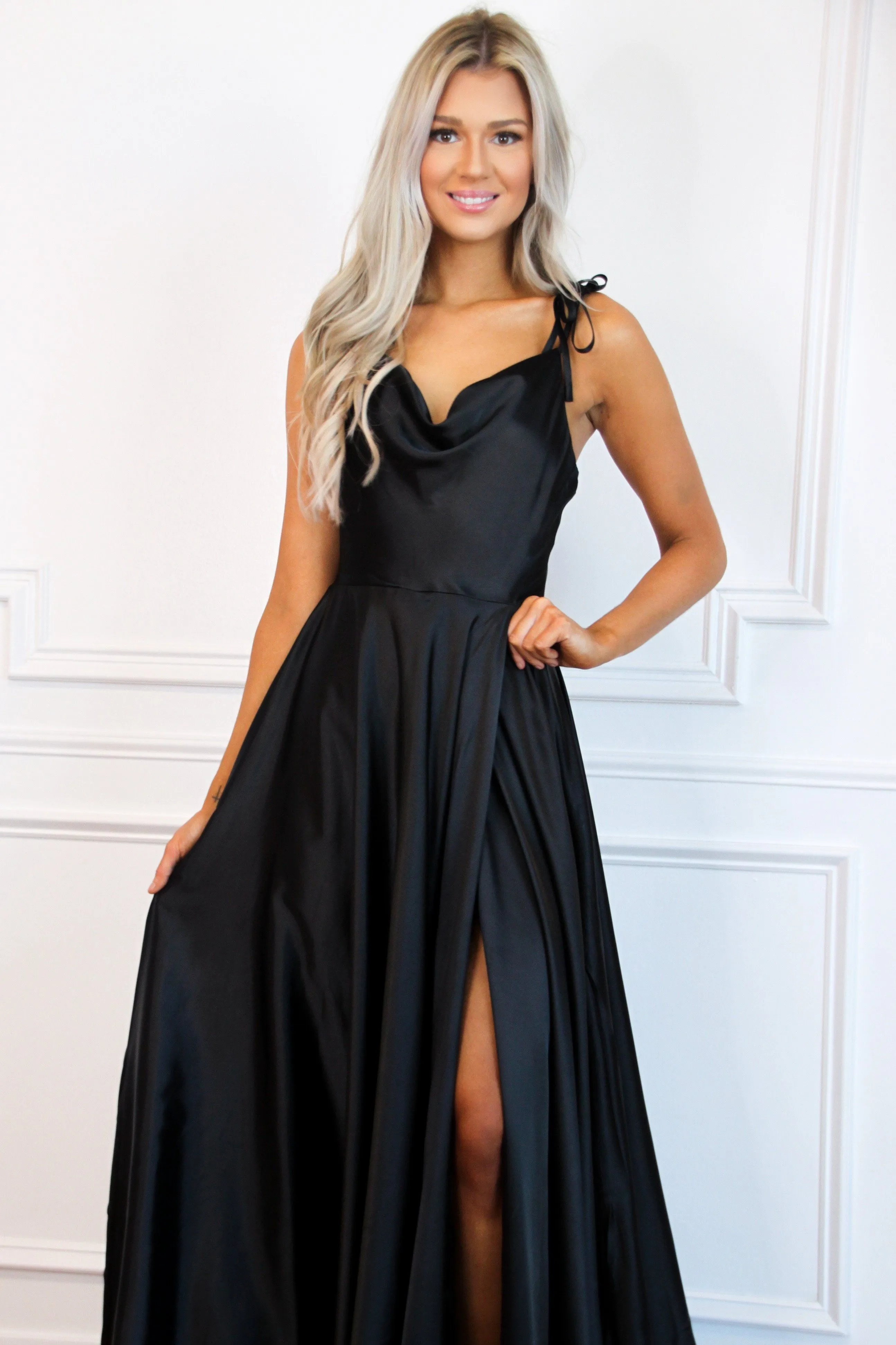 Tonight's the Night Satin Formal Dress: Black sold by Bella and Bloom product image thumbnail 2