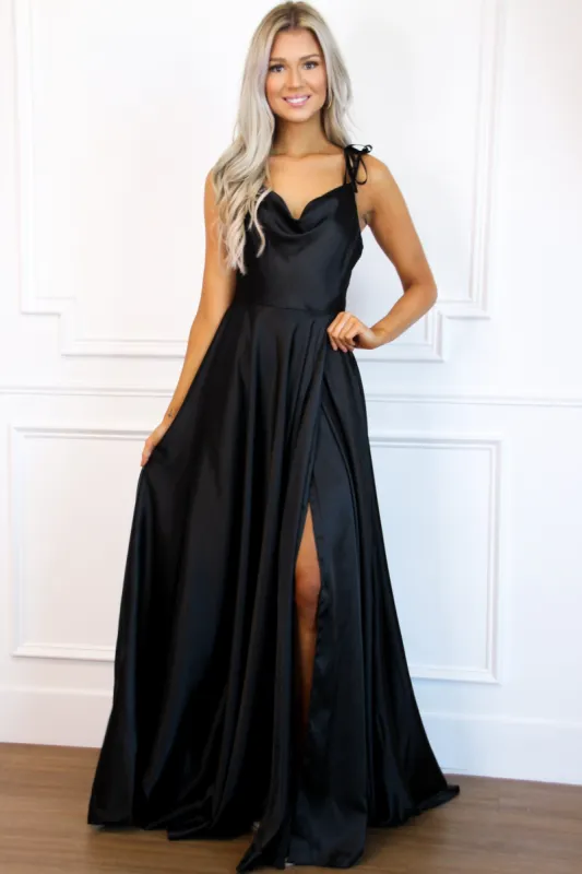Tonight's the Night Satin Formal Dress: Black sold by Bella and Bloom