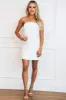 Leyton Strapless Sequin Bow Back Dress: White sold by Bella and Bloom