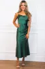 Racing Hearts Satin Midi Dress: Emerald sold by Bella and Bloom