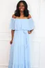 Chesney Off Shoulder Maxi Dress: Blue sold by Bella and Bloom