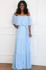 Chesney Off Shoulder Maxi Dress: Blue sold by Bella and Bloom