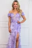 Liliana Floral Applique Formal Dress: Lavender sold by Bella and Bloom