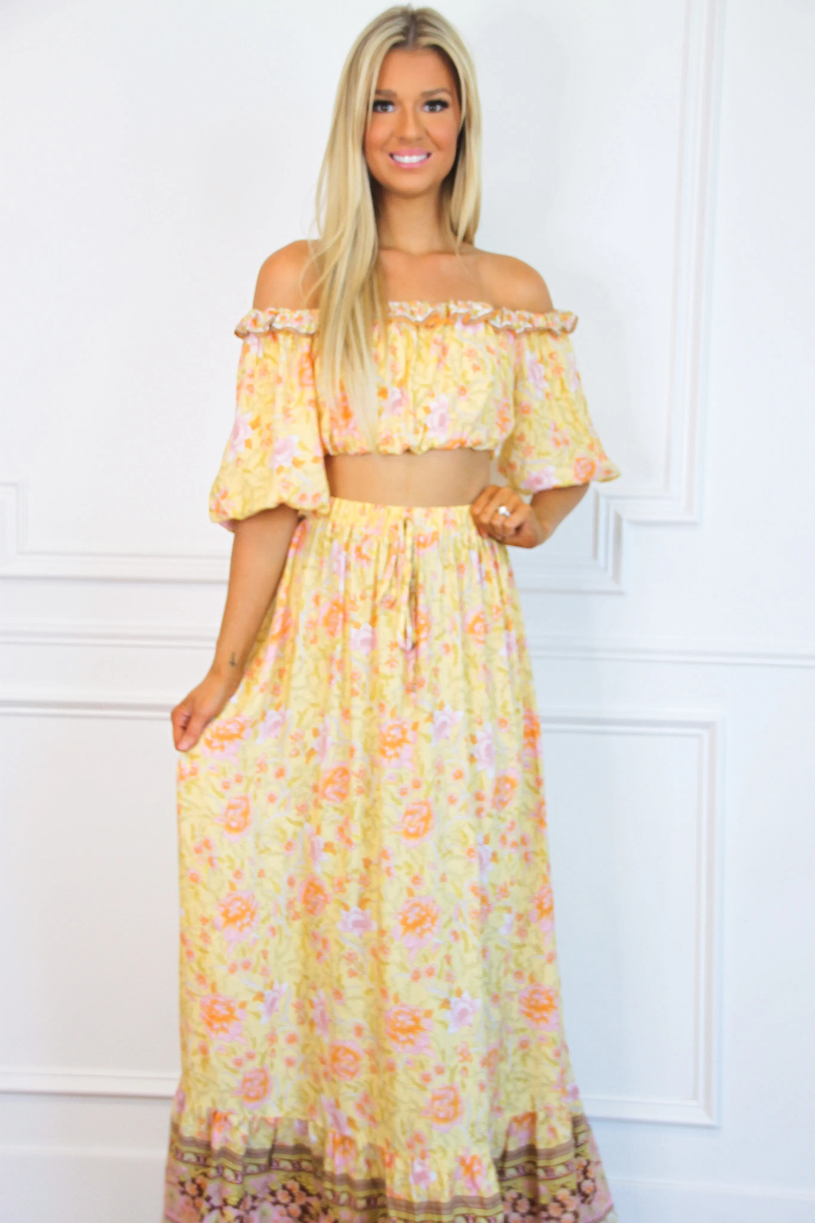 Feels Like Summer Two Piece Set: Yellow Multi sold by Bella and Bloom product image thumbnail 2