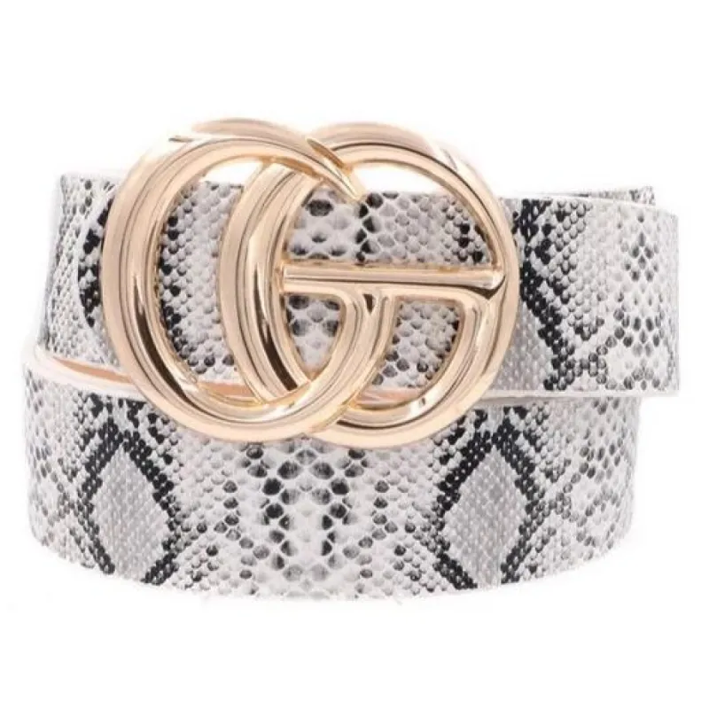 RESTOCK: Label Lover Belt: Gray Python sold by Bella and Bloom