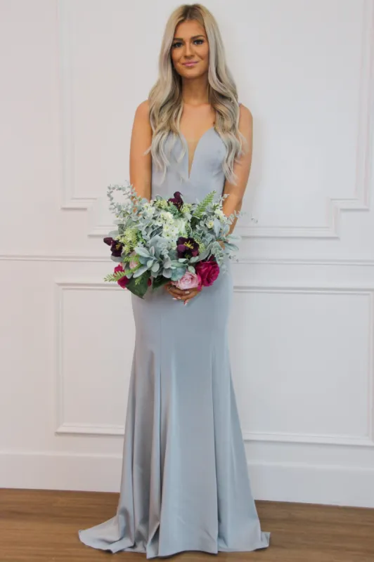 Audrey Nude Illusion Formal Dress: Dove Gray sold by Bella and Bloom