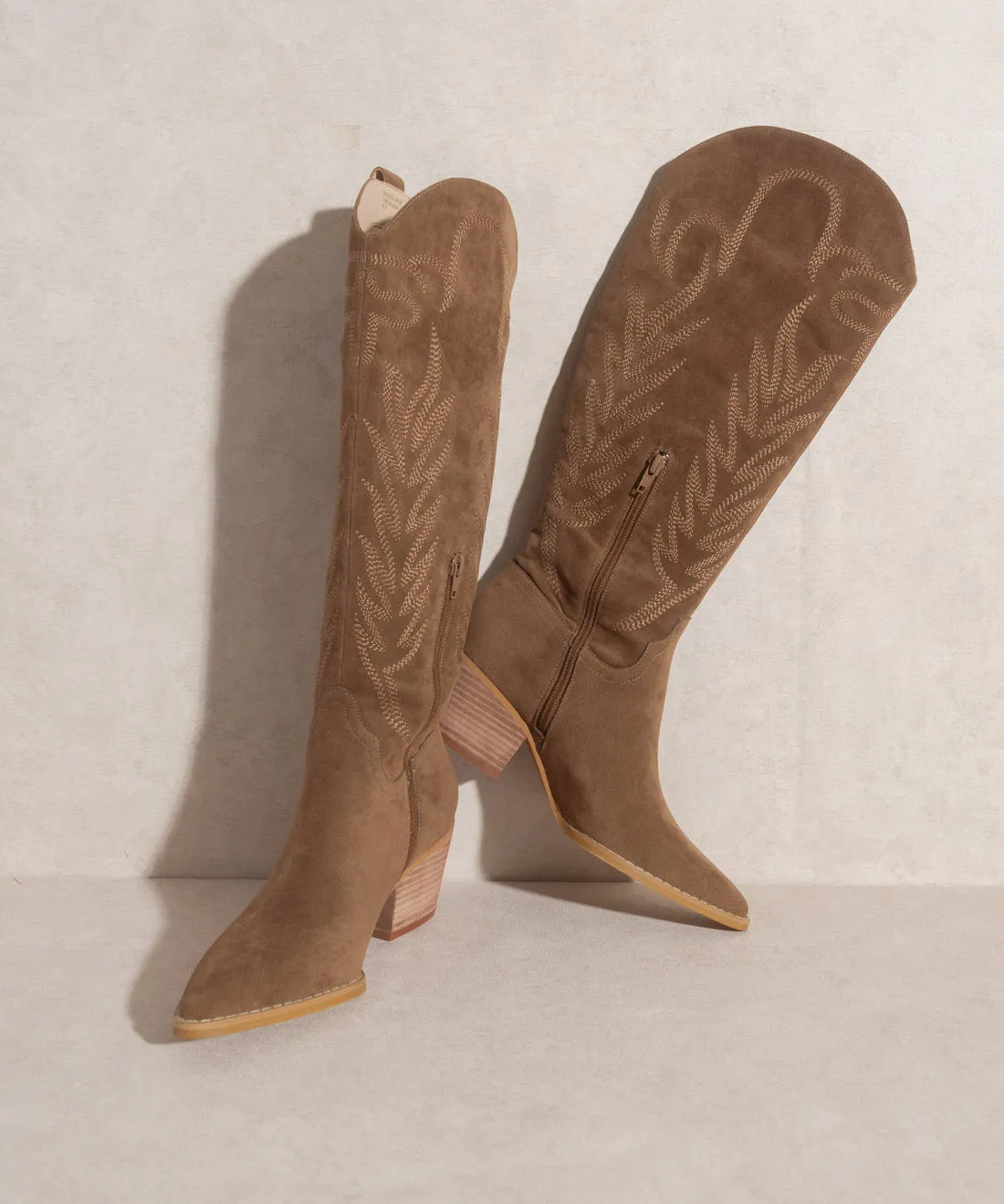Samara Knee High Cowboy Boots: Brown Suede sold by Bella and Bloom product image thumbnail 2
