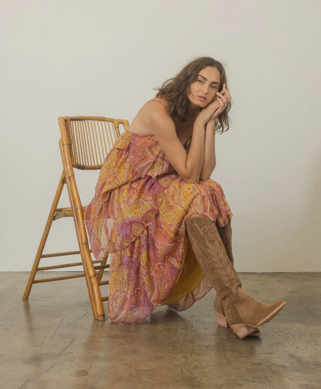 Samara Knee High Cowboy Boots: Brown Suede sold by Bella and Bloom product image thumbnail 5