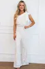Margot One Shoulder Bow Lace Jumpsuit: Ivory/Nude sold by Bella and Bloom