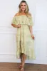 Maisie Off Shoulder Floral Midi Dress: Yellow Multi sold by Bella and Bloom