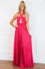 Misha Cutout Pleated Maxi Dress: Hot Pink sold by Bella and Bloom