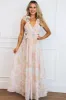 Sophie Floral Cutout Ruffle Maxi Dress: Pink Pastel Multi sold by Bella and Bloom