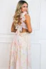Sophie Floral Cutout Ruffle Maxi Dress: Pink Pastel Multi sold by Bella and Bloom