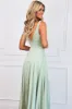 Remi Satin V-Neck Slit Formal Dress: Sage sold by Bella and Bloom