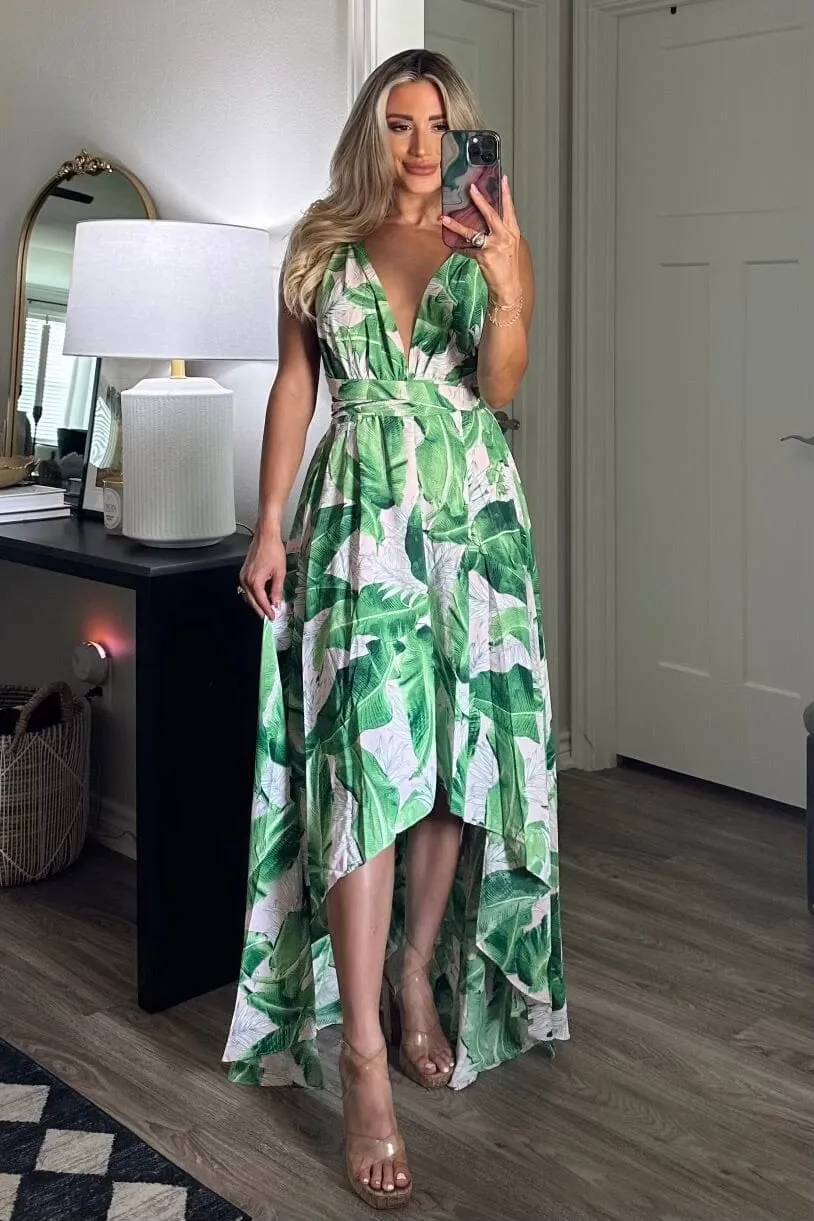 Palm Springs Maxi Dress: Green/Light Pink sold by Bella and Bloom