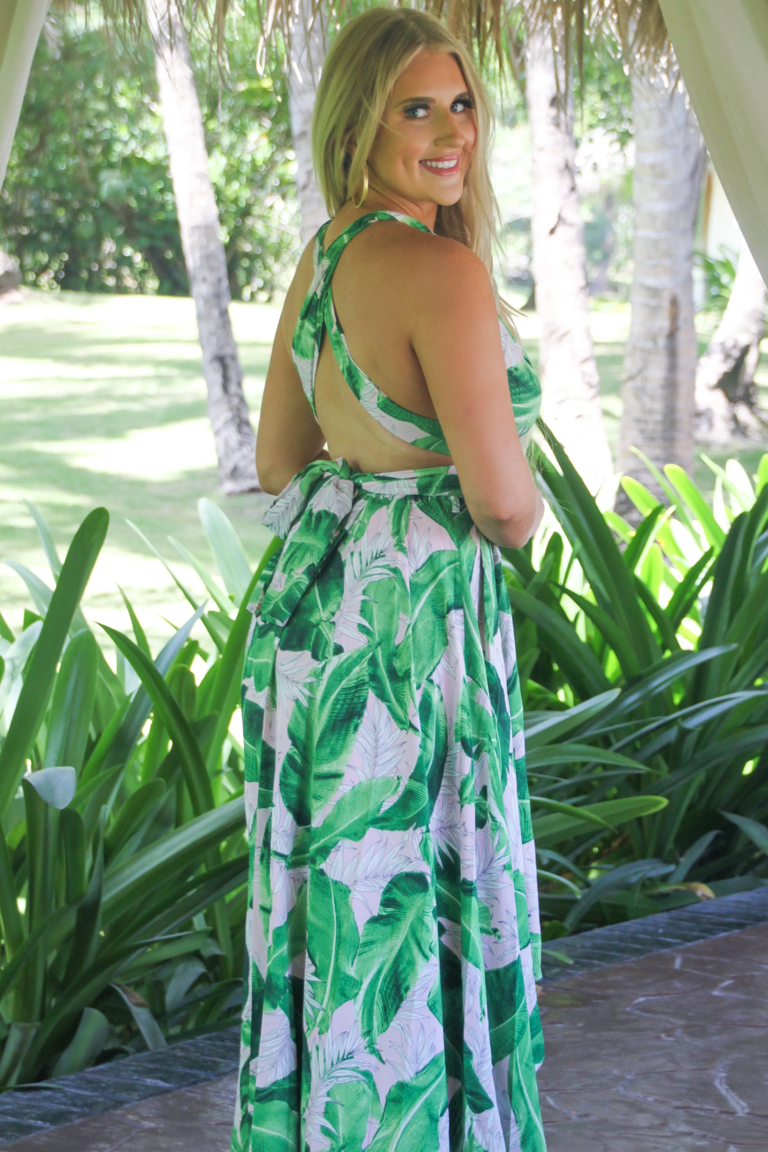 Palm Springs Maxi Dress: Green/Light Pink sold by Bella and Bloom product image thumbnail 3