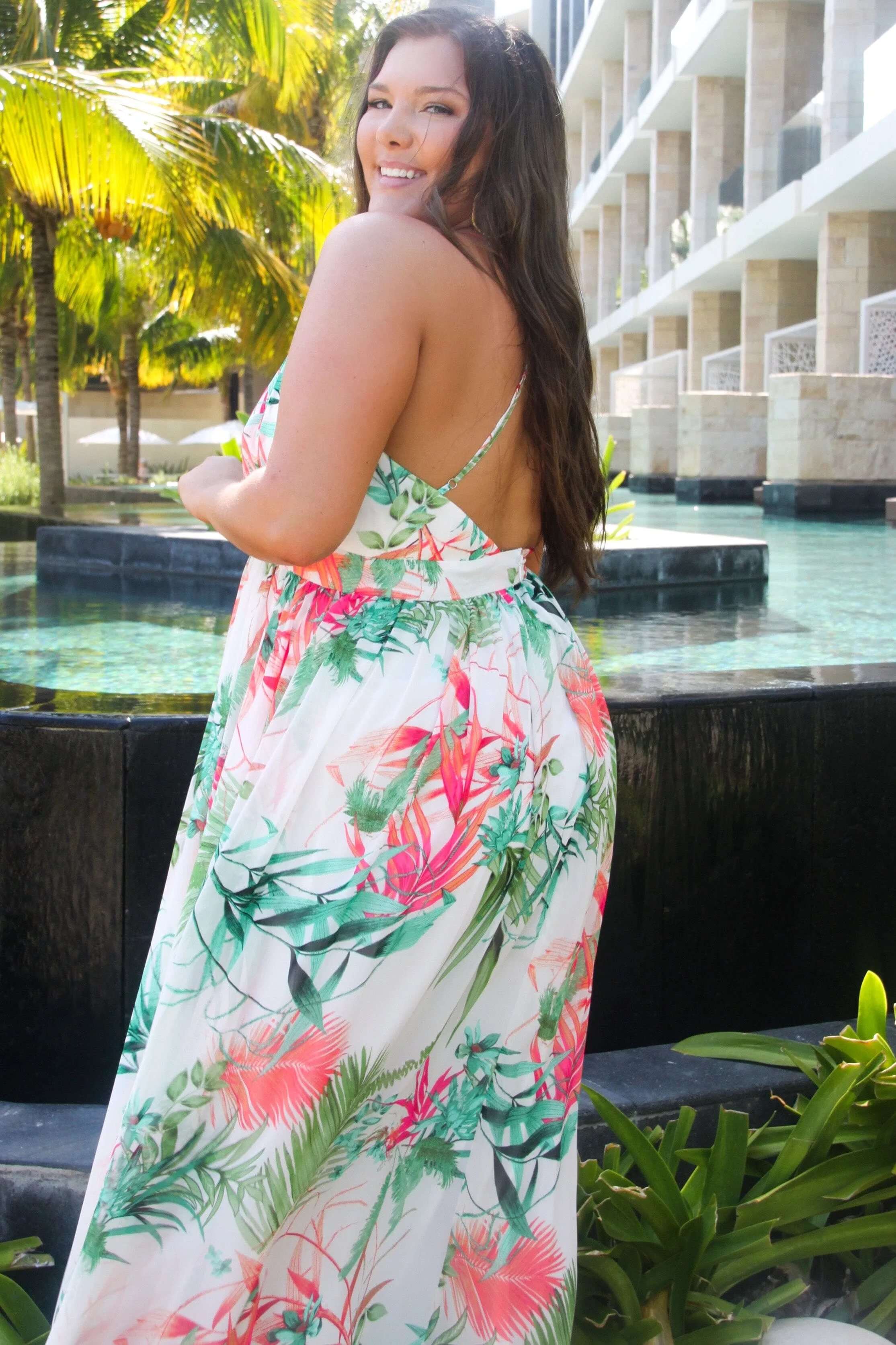 Resort Ready Floral Maxi Dress: White Multi sold by Bella and Bloom product image thumbnail 3