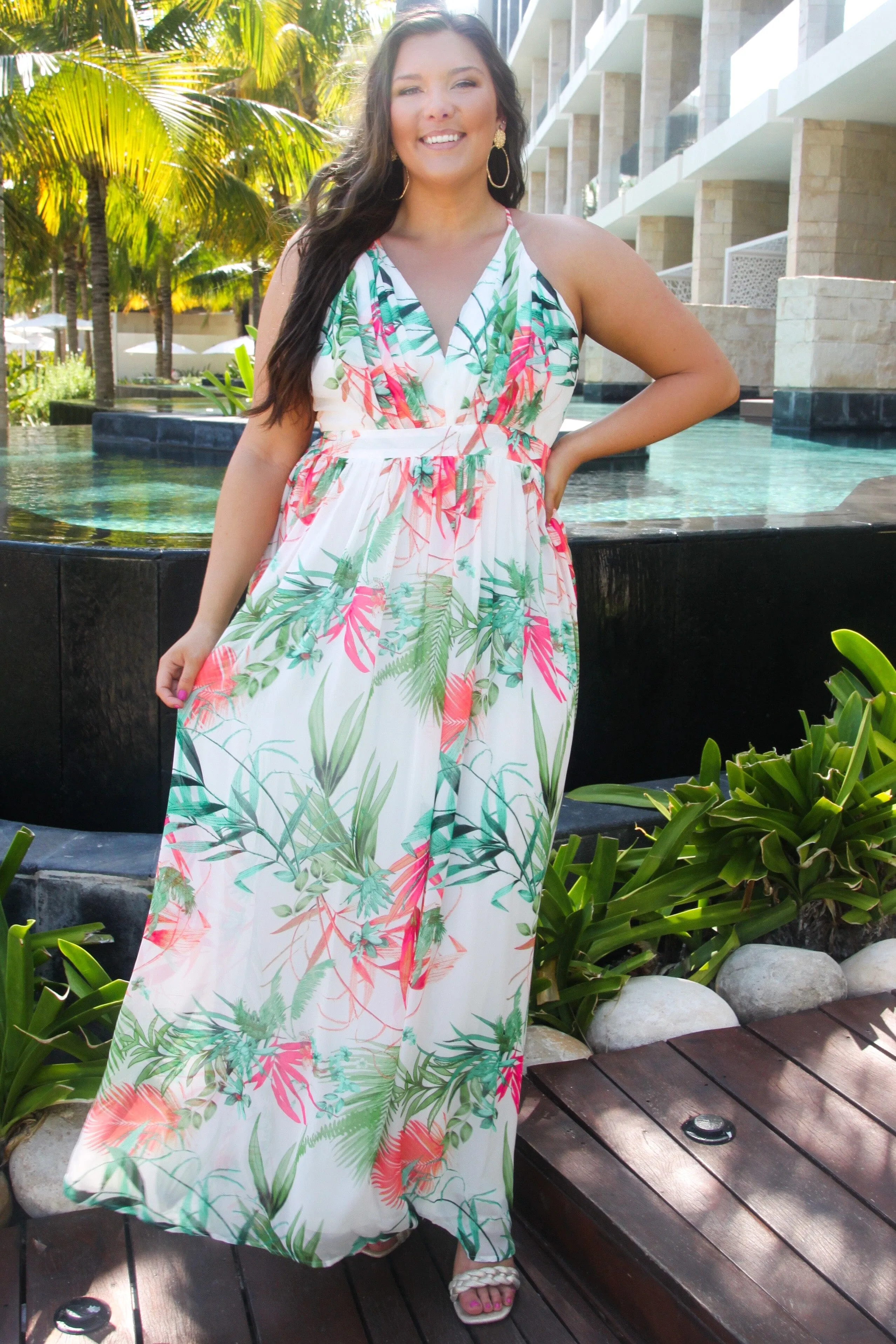 Resort Ready Floral Maxi Dress: White Multi sold by Bella and Bloom