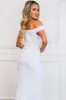 Gemma Sequin Off Shoulder Slit Maxi Dress: Opal Iridescent sold by Bella and Bloom
