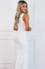 Queen B Embellished One Shoulder Maxi Dress: White sold by Bella and Bloom
