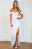 Aura Bustier Satin Off Shoulder Dress: White sold by Bella and Bloom