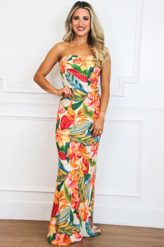 Morgan Strapless Floral Maxi Dress: Botanical Garden Multi sold by Bella and Bloom