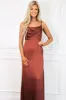 Stand by You Satin Maxi Dress: Rust sold by Bella and Bloom