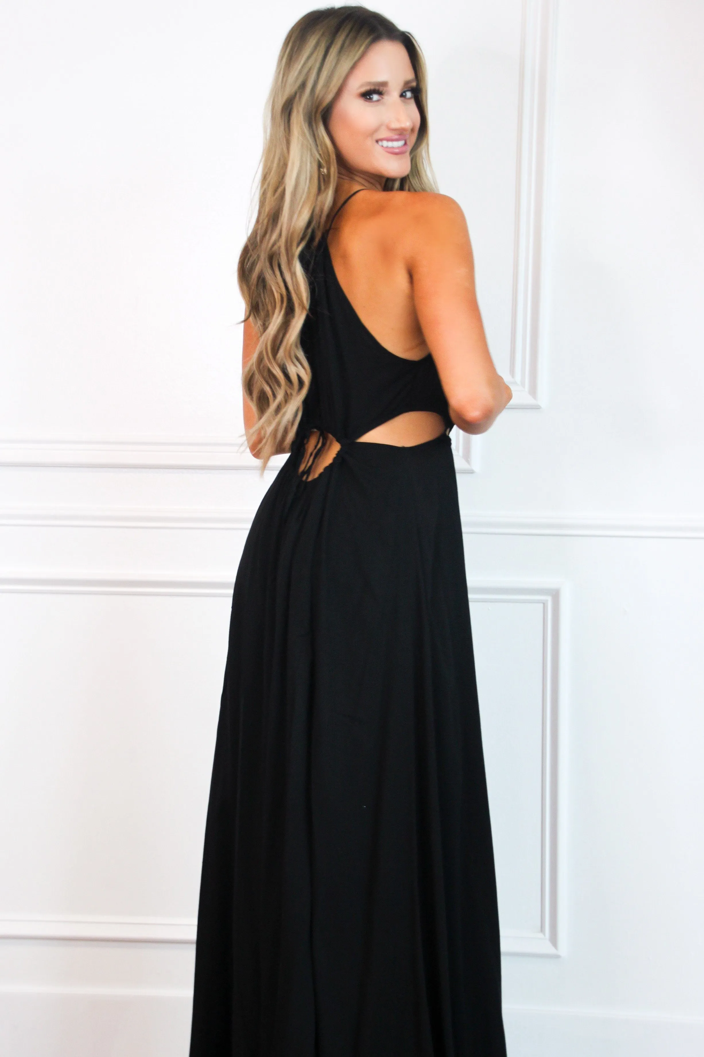 Summertime Crush Cutout Maxi Dress: Black sold by Bella and Bloom product image thumbnail 3