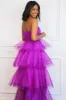 Fairytale State of Mind Tiered Tulle Maxi Dress: Electric Orchid sold by Bella and Bloom
