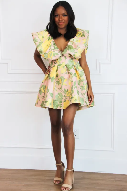 Spring Crush Floral Dress: Yellow/Pink Mult sold by Bella and Bloom